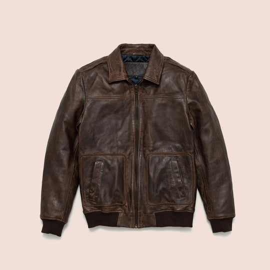 Vintage A2 Bomberjacke aus braunem Lammleder für Herren