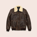 Herren Vintage A2 Bomberjacke aus braunem Shearling-Lammleder