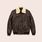 Herren Vintage A2 Bomberjacke aus braunem Shearling-Lammleder