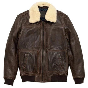 Men’s Vintage A2 Brown Shearling Leather Bomber Jacket