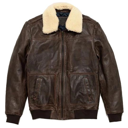 Men’s Vintage A2 Brown Shearling Leather Bomber Jacket