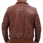 Men’s Vintage Brown Leather Bomber Jacket – Classic Flight Style