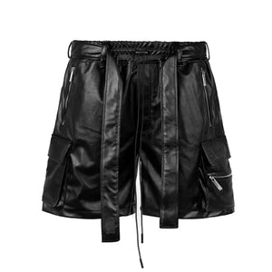 Mens Black Leather Shorts