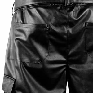 Mens Black Leather Shorts