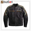 Herren Biker Lederjacke Schwarz