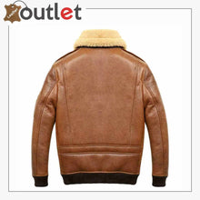 Load image into Gallery viewer, Mens Brown Leather Aviator Jacket
