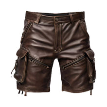 Load image into Gallery viewer, Mens Brown Leather Shorts
