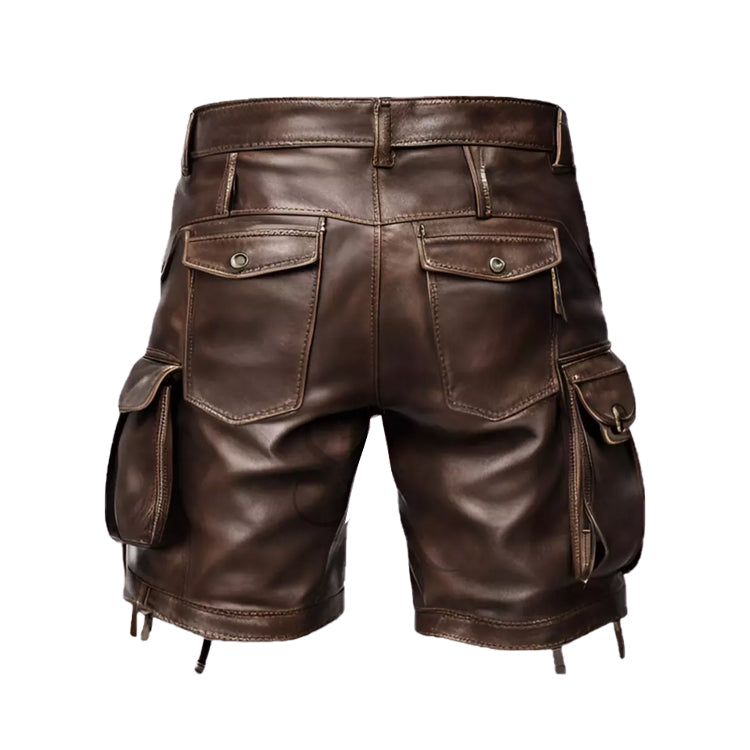 Herren braune Leder-Shorts