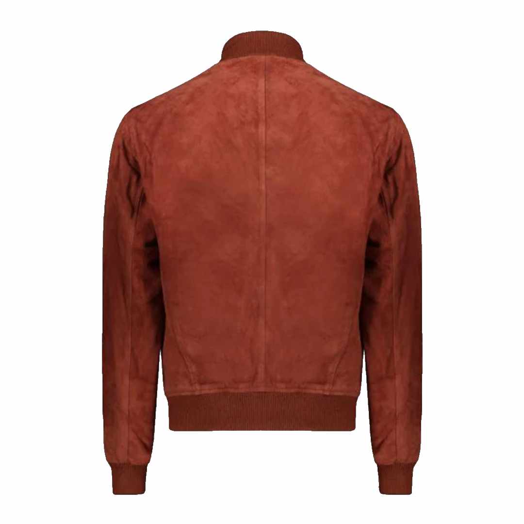 Herren Bomberjacke aus braunem Schaffell-Leder