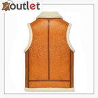 Mens Brown White Fur Shearling Leather Vest