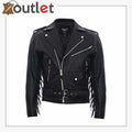 Lederjacke für Herren im Biker-Stil mit Fransen