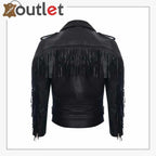 Lederjacke für Herren im Biker-Stil mit Fransen