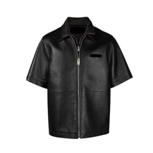 Load image into Gallery viewer, Mens Genuine Sheep Leather Black Bikers Shirt Leather Outlet
