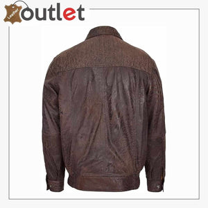 Mens Leather Bomber Jacket with Fur Collar