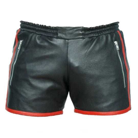 Herren Leder Shorts Echtes Schafsleder Schwarz