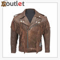 Herren Motorrad braune Lederjacke