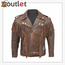 Load image into Gallery viewer, Mens Moto Brown Leather Jacket
