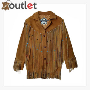 Mens Native American Cowboy Leather Jacket