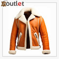 Herren Pilotenjacke aus echtem orangefarbenem Schafsleder