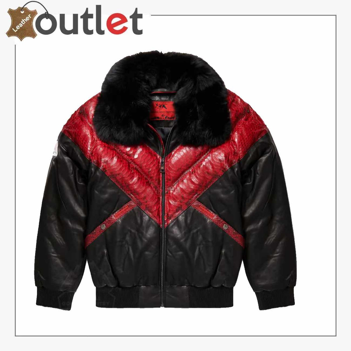 Herren V-Bomber Jacke aus rotem Leder