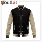 Herren Varsity Jacke aus schwarzem und weißem Leder