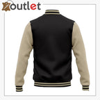 Herren Varsity Jacke aus schwarzem und weißem Leder