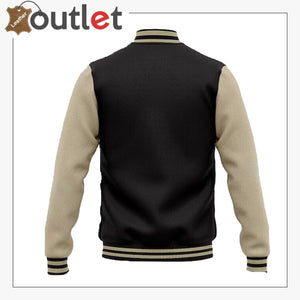 Mens Varsity Black And White Leather Jacket