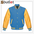 Herren Lederjacke Varsity Blau Echtes Leder