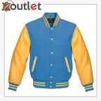 Herren Lederjacke Varsity Blau Echtes Leder