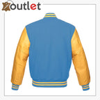 Herren Lederjacke Varsity Blau Echtes Leder