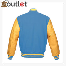 Load image into Gallery viewer, Mens Varsity Blue Genuine Leather Jacket
