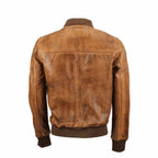 Mens Waxed Brown Leather Bomber Jacket Leather Outlet