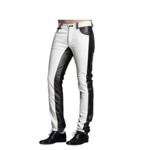 Load image into Gallery viewer, Mens White &amp; Black Genuine Leather Pants
