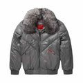 Mens new Classic V Bomber Grey Leather Jacket Leather Outlet