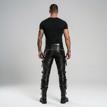 Laden Sie das Bild in den Galerie-Viewer, Men’s Gothic Black Sheepskin Leather Pants – Slim Fit Biker Trousers

