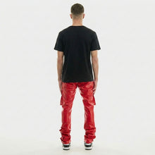 Laden Sie das Bild in den Galerie-Viewer, Buy Red Leather Cargo Pants for Men _ Jackets Kingdom
