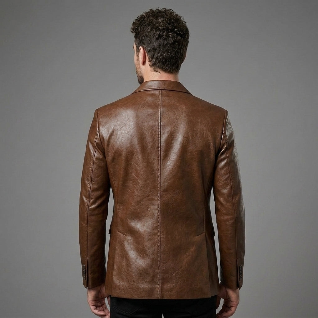 Men's Brown Leather Blazer