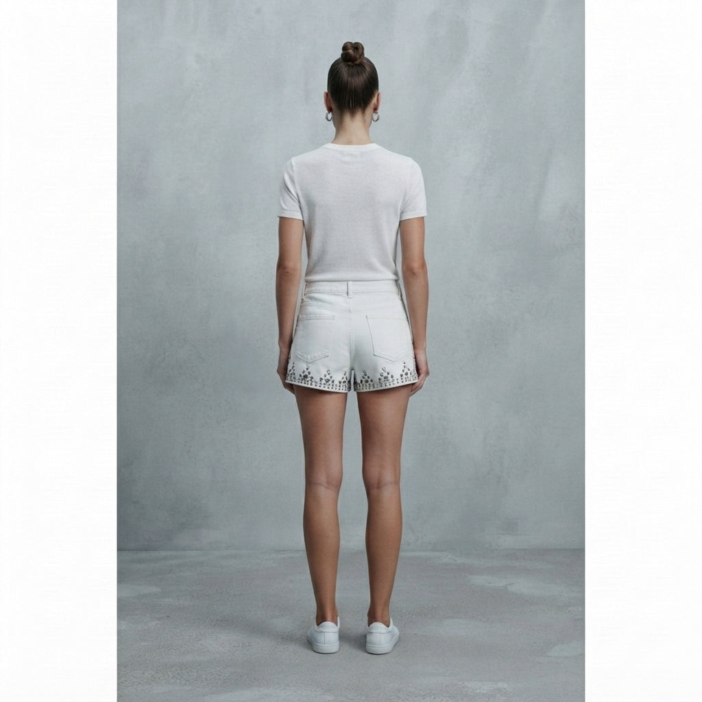 Women's  Faux White Leather Shorts