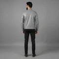 Men's Shinny Grey Biker Jacket