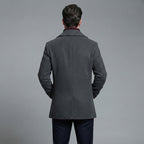 Men's Grey Leather Peacoat