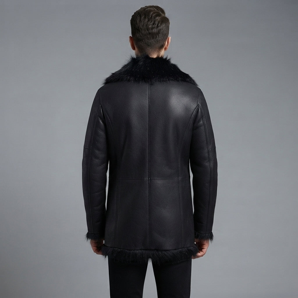 Men's Fur Cliff Black Leather Jacket