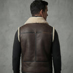 Men's Beige Brown  Shearling Leather Vest