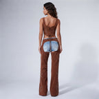 Women Brown and Blue Leather Chaps