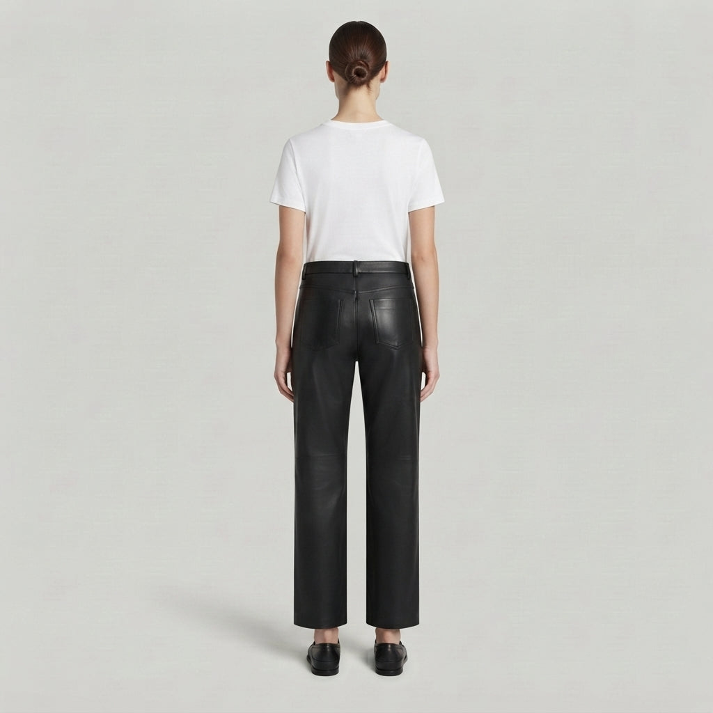 Women's Black Leather Pant