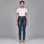 Women's Blue Leather Pant