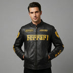 Men’s Ferrari-Inspired Leather Racing Jacket – Real Leather Biker Style