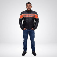 Load image into Gallery viewer, Men’s Harley-Style Distressed Black Leather Jacket – Vintage Heritage Edition
