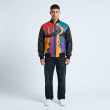Load image into Gallery viewer, Men’s Artistic Plush Leather Jacket – Picasso-Inspired Statement Edition
