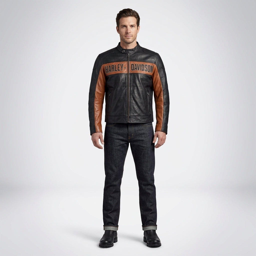 Harley Davidson Classic Cruiser Colorblock Lederjacke