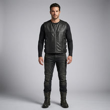 Load image into Gallery viewer, Titan-Flow Perforated Leather Motorcycle Vest – Breathable Moto Style
